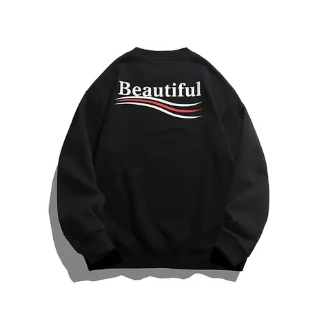 男士秋季美式印花长袖卫衣春秋款男生潮流百搭圆领上衣服2023新款图片