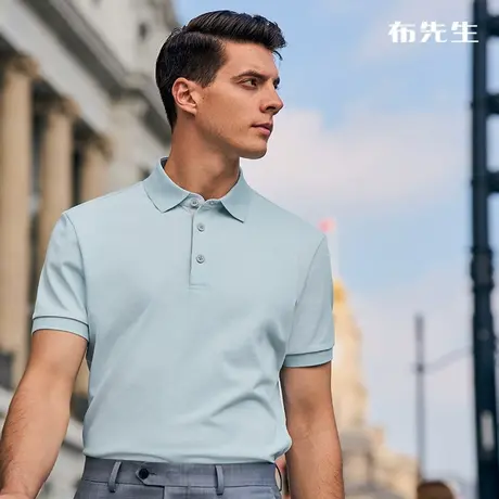 MrBu布先生美式休闲翻领短袖衫2023夏新款纯棉中年半袖T恤AT12063商品大图