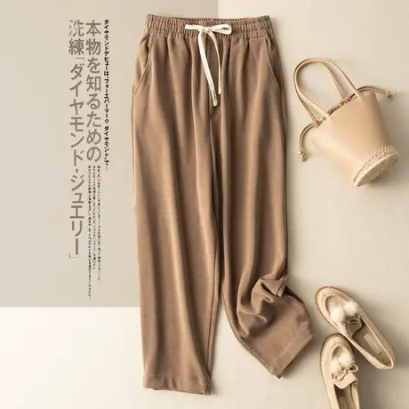 松紧腰休闲裤宽松文艺复古小脚裤卫裤百搭显瘦工装裤2022秋季新款商品大图