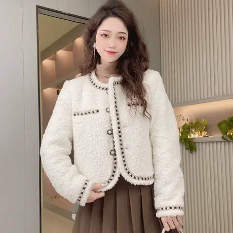 羊羔毛外套女秋冬小个子短款加厚上衣毛毛2022新款宽松显瘦小香风商品大图