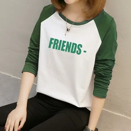 长袖宽松字母印花打底T恤女2022秋季新款显瘦设计感白色圆领内搭商品大图