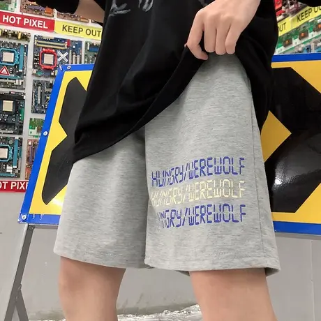 运动短裤女宽松嘻哈五分跑步休闲阔腿沙滩裤潮大码mm夏季休闲家居图片