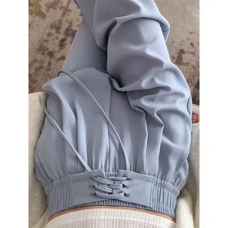 设计感西装裤女夏季高级感垂感宽松高腰冰丝直筒拖地冰丝阔腿裤子商品大图