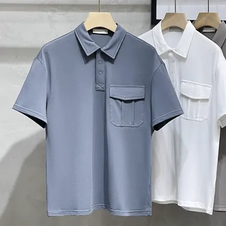 日系Polo衫短袖男潮牌潮流衬衫T恤美式复古工装宽松休闲夏季半袖商品大图