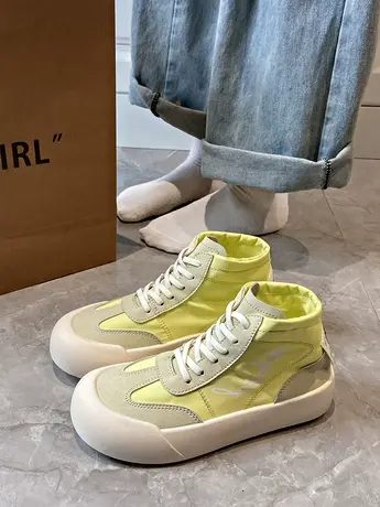 爆款德训鞋子女2023新款休闲运动鞋女款夏季透气帆布厚底小白女鞋商品大图