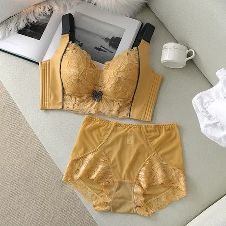 调整型大码内衣女薄款防下垂无钢圈文胸塑形高侧比收副乳大胸显小商品大图
