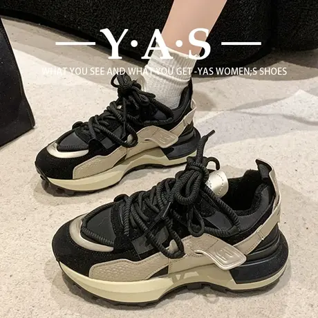 加绒老爹鞋女2023年秋冬季新款爆款厚底运动鞋复古百搭时尚休闲鞋图片