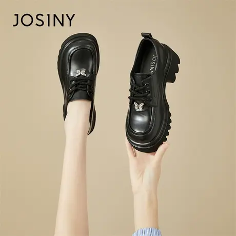 Josiny/卓诗尼厚底乐福鞋女款2024新款春季英伦风小皮鞋通勤女鞋图片