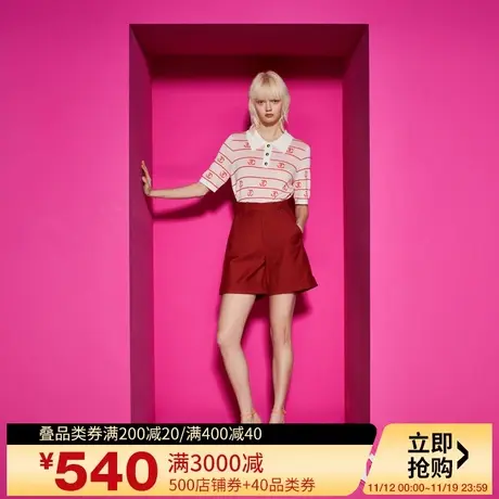 Juicy Couture橘滋2023新款琴键上的跳跃提花翻领女针织衫图片