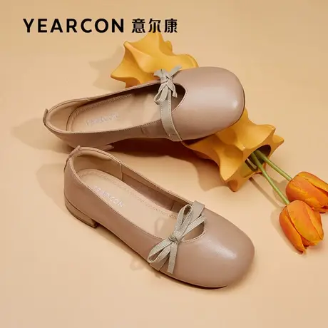意尔康女鞋玛丽珍鞋女晚风温柔鞋平底单鞋女圆头软底奶奶鞋小皮鞋商品大图