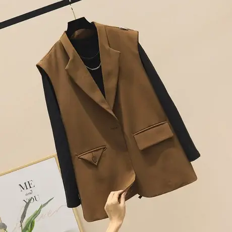 西服马甲女小个子2023春秋新款洋气显瘦潮流时尚西装马夹外套潮流商品大图