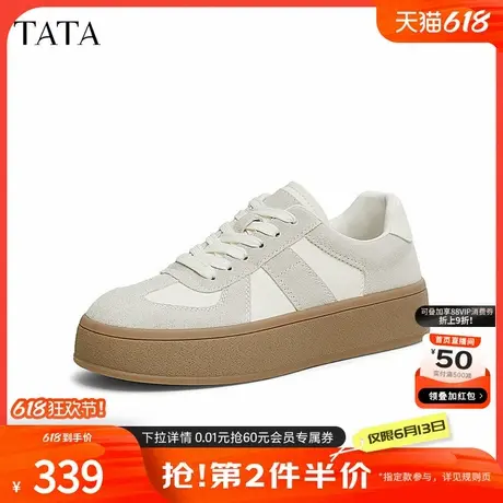 TATA他她厚底德训鞋女百搭舒适复古小白鞋女鞋子春季新款GLC01AM5商品大图