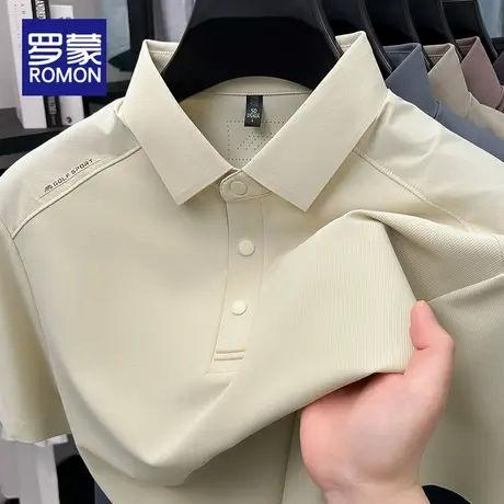 罗蒙夏季冰丝短袖POLO衫男款爆款2025新款男士宽松休闲翻领体恤男图片