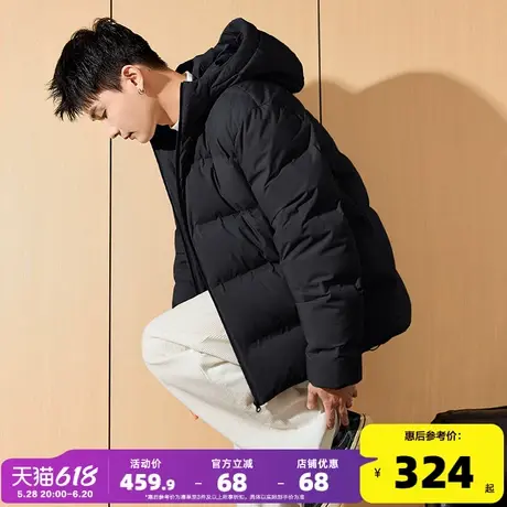唐狮2024冬季新款羽绒服男连帽短款纯色休闲加厚保暖面包服外套潮商品大图