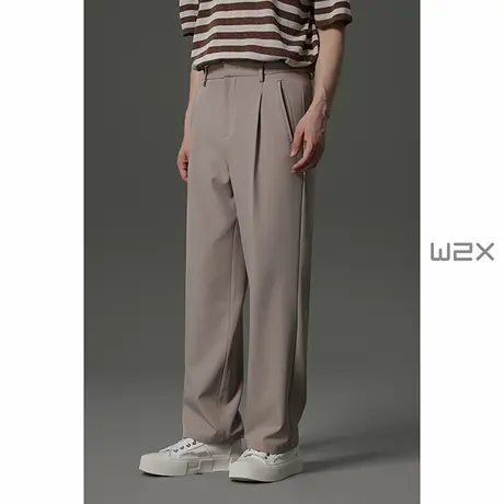 w2x2025春夏季新款直筒宽松休闲裤男高级感痞帅西装裤百搭长裤子商品大图
