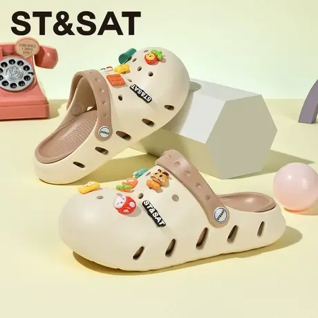St&Sat/星期六小码洞洞鞋女款2025新款夏季透气可爱卡通包头拖鞋图片