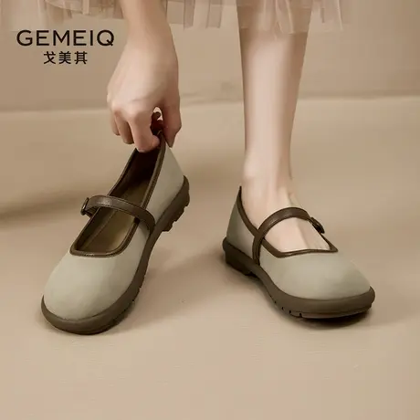 戈美其2025新款秋季甜美浅口单鞋女秋款圆头软底配裙子豆豆鞋子图片