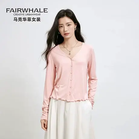 马克华菲桑蚕丝开衫外套女2025新款薄款高级感内搭打底衫披肩上衣商品大图
