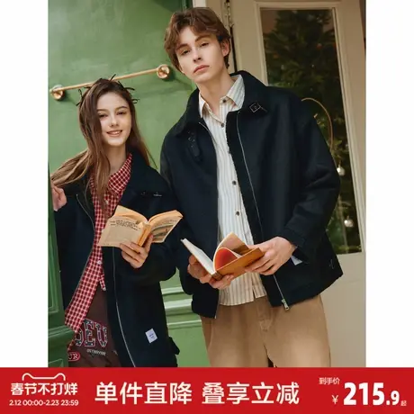 唐狮冬季新款情侣外套仿麂皮绒仿羊羔毛翻领短款外套情侣装潮图片