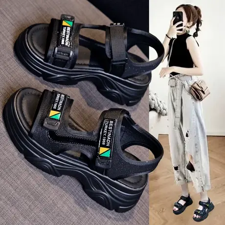 厚底凉鞋女2023年新款女款夏季罗马运动女鞋百搭沙滩女士超火爆款商品大图