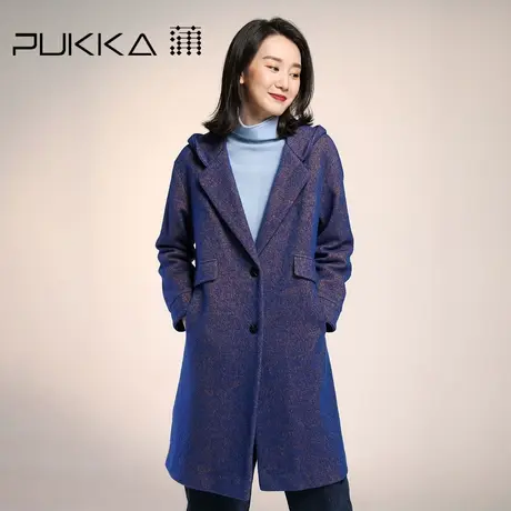 蒲PUKKA 毛呢外套女宽松原创设计感秋冬羊毛中长款大衣商品大图