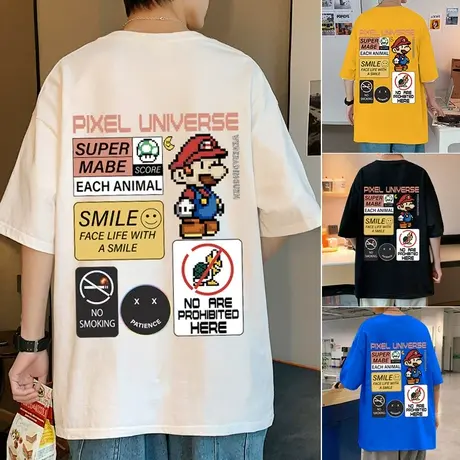 港风复古纯棉短袖T恤男夏季2025新款半袖打底衫ins潮牌体恤上衣服商品大图