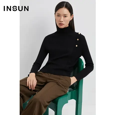 INSUN恩裳奥莱冬季羊毛宽坑条毛针织衫商品大图