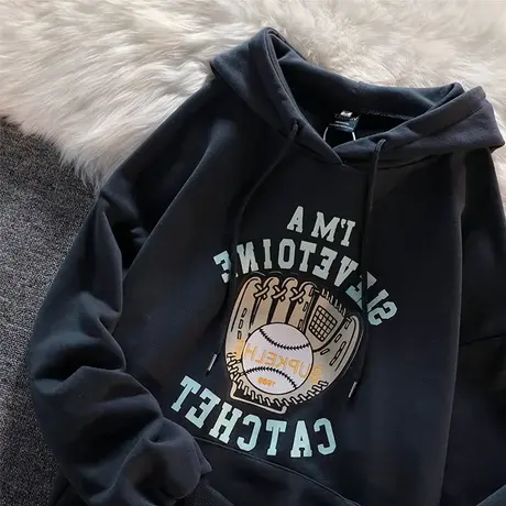 hiphop潮牌卫衣女加绒情侣装嘻哈ins秋冬款美式高街大码连帽上衣商品大图