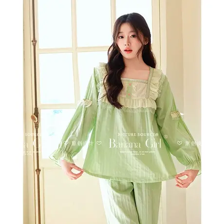Bananagirl睡衣女春秋纯棉长袖甜美女士睡衣可爱韩版女士家居服套商品大图