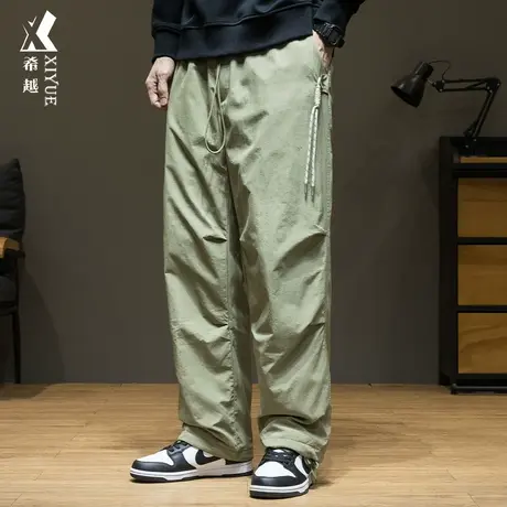 希越印花工装羽绒裤男宽松加肥加大码直筒裤子秋冬季白鸭绒休闲裤商品大图
