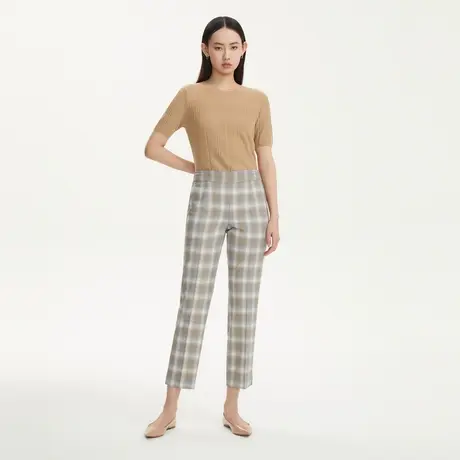 LANCY/悦朗姿羊毛千鸟格西装裤女秋季新款高级女士休闲格纹裤奥莱商品大图