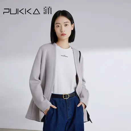 蒲PUKKA 极简风西装外套女春装新品气质宽松无领西服图片