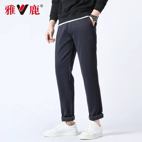 雅鹿男士加绒加厚休闲裤2024冬季新款商务休闲西裤免烫直筒长裤子商品大图
