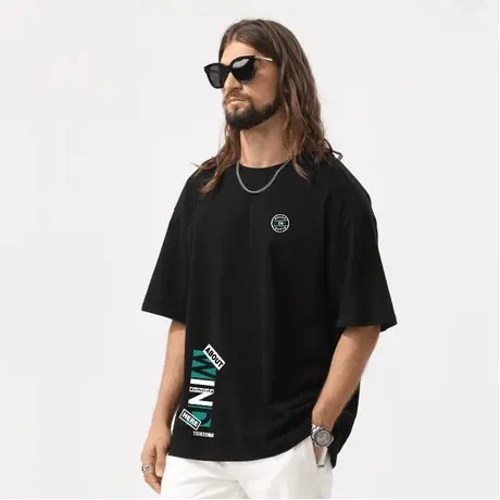 Ohlyah潮流夏季美式复古男女同款T恤重磅纯棉无性别大码肥佬短袖图片