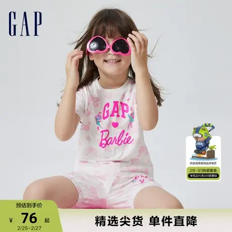 【芭比联名】Gap女幼童春夏纯棉短袖T恤儿童装时髦休闲上衣810114商品大图