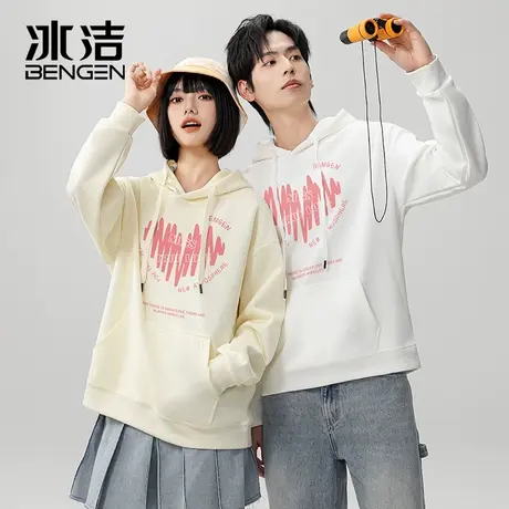 冰洁连帽卫衣男2024春季女士上衣ins潮牌简约帽衫情侣款宽松外套商品大图