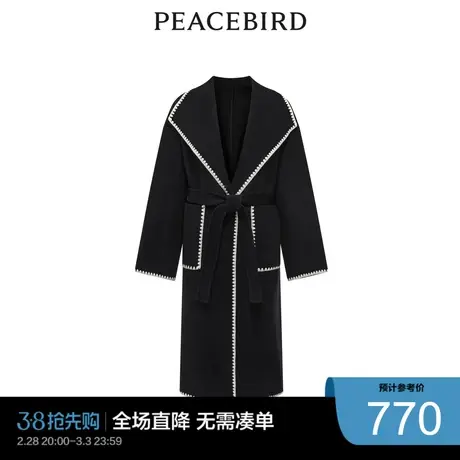 太平鸟奥莱休闲潮流品质翻领双面呢大衣图片