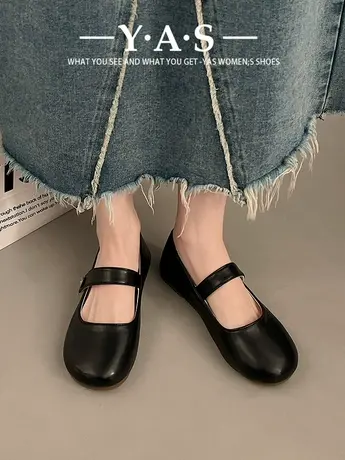 复古浅口软底小皮鞋女2024春秋透气时尚百搭玛丽珍鞋法式圆头单鞋商品大图