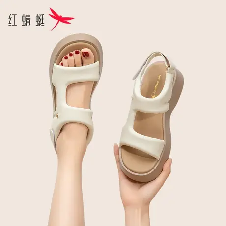 红蜻蜓厚底凉鞋女2023夏季新款今年流行女鞋子夏款软底女士罗马鞋图片