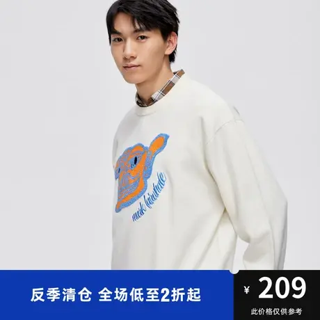 马克华菲国潮毛巾绣圆领含羊毛针织衫男时尚秋冬款潮流宽松上衣图片