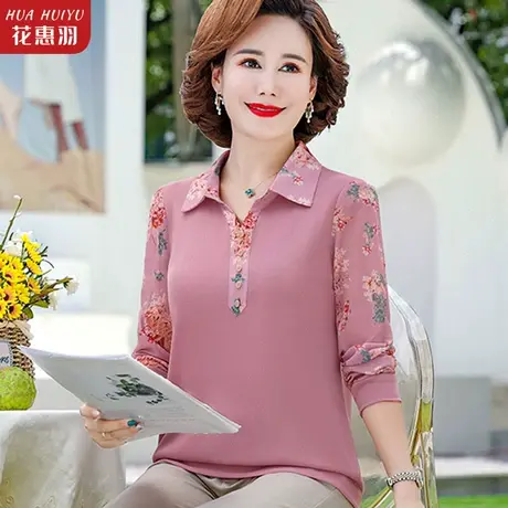 妈妈秋装洋气长袖中年女上衣打底小衫中老年春秋时尚洋气高贵衬衫商品大图