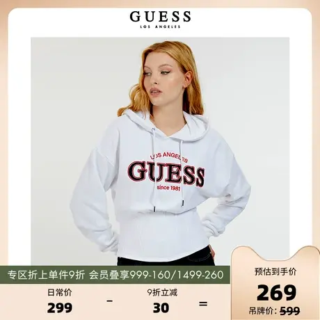 GUESS秋款女士潮流字母oversize印花舒适百搭卫衣-W2GQ14K8800图片