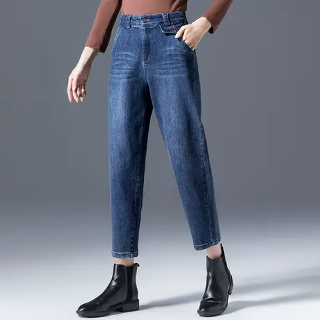 九分牛仔裤女2023年新款春秋裤子大码女裤高腰萝卜裤老爹裤哈伦裤图片