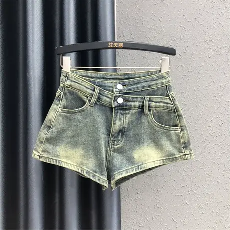 欧货23夏季新款复古怀旧不规则高腰设计感显瘦辣妹A字阔腿裤女潮商品大图