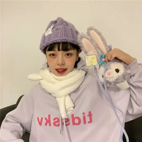 红续简约字母加绒加厚连帽卫衣女减龄少女感甜妹外套2023新款长袖图片