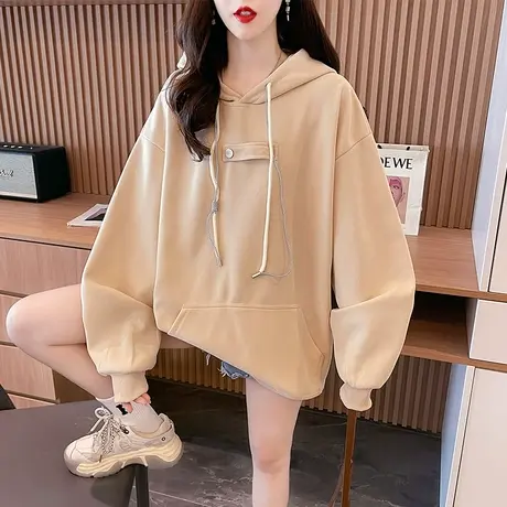 小个子连帽卫衣女春秋季韩版宽松设计感小众薄款纯色百搭学生外套商品大图