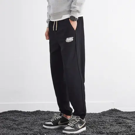 奕飏刺绣裤子男春秋男款休闲裤男士卫裤宽松束脚裤潮流运动裤男生商品大图