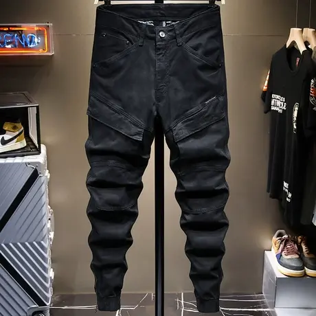 香港潮牌余文乐工装裤男修身小脚束脚男士休闲长裤子夏季薄款学生商品大图