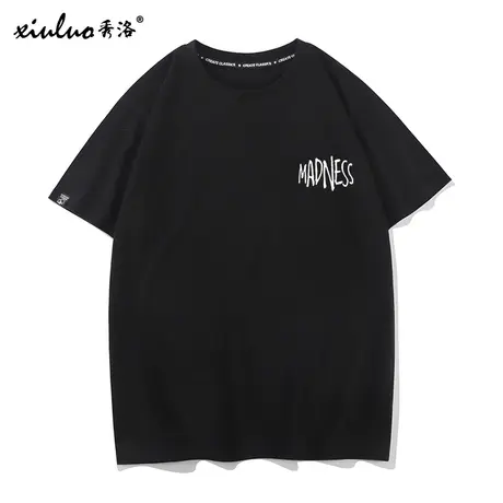 秀洛王信凯夏季潮牌短袖T恤男口袋印花军事风棉宽松休闲大码半袖商品大图