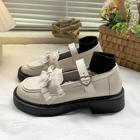 甜美蝴蝶结玛丽珍小皮鞋女春夏2023新款Lolita百搭jk厚底英伦单鞋商品大图
